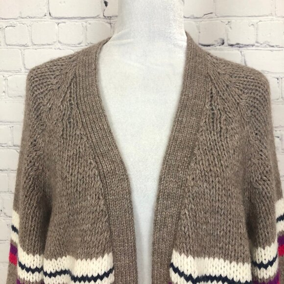 Xirena Lander Cardigan Sweater Size M Alpaca Blend Brown Stripe - Picture 4 of 8
